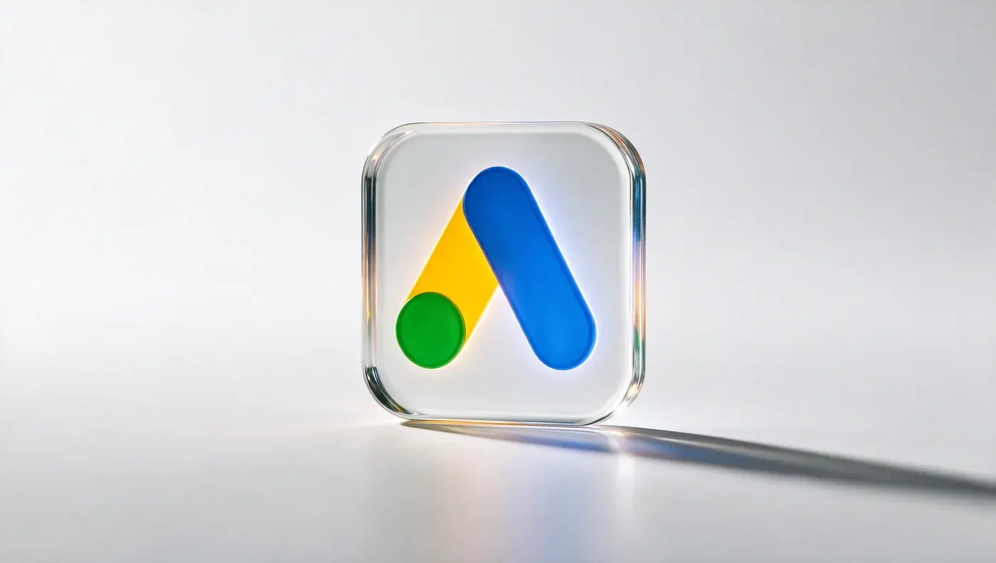 The Google Ads app icon rendered as a glass tile.